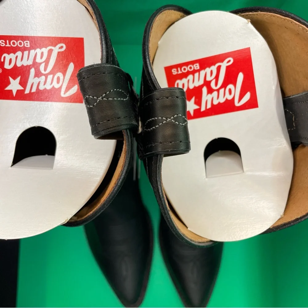 Tony Lama "Stallion" Black Western Boots with Silver Stitching 6.5EE 🤠 - Picture 6 of 9